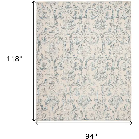 Cream Damask Power Loom Non Skid Area Rug Photo 7