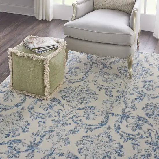 Cream Damask Power Loom Non Skid Area Rug Photo 4