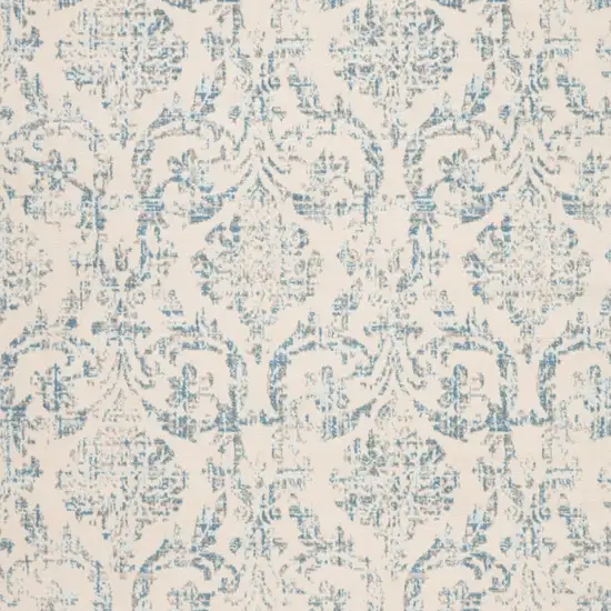 Cream Damask Power Loom Non Skid Area Rug Photo 3