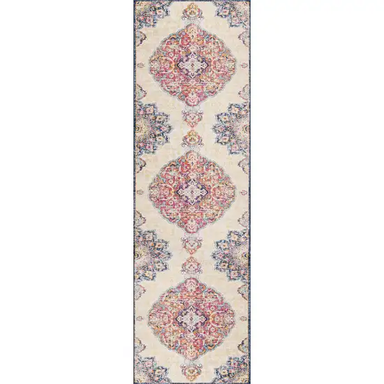 Cream Decorative Medallion Area Rug Photo 6