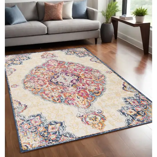 Cream Oriental Dhurrie Area Rug Photo 1