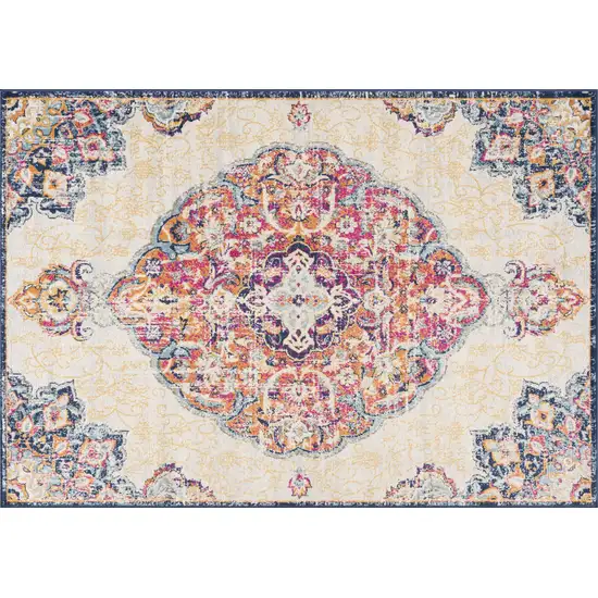 Cream Oriental Dhurrie Area Rug Photo 4