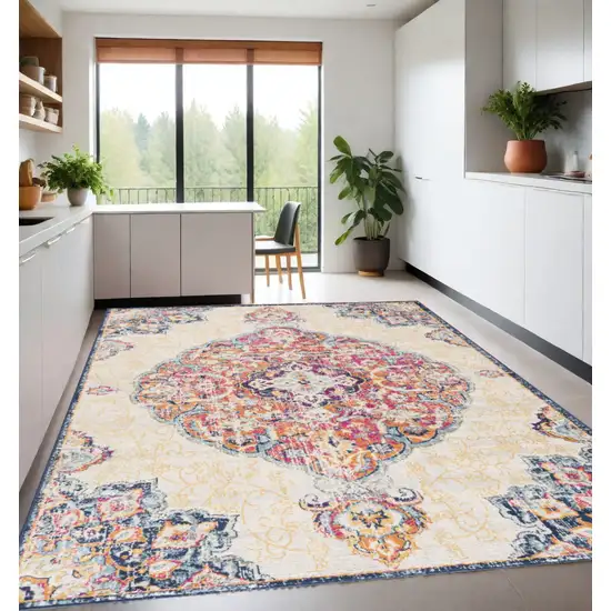 Cream Oriental Dhurrie Area Rug Photo 2