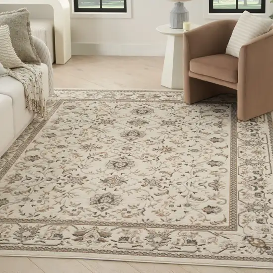 Cream Floral Distressed Area Rug Photo 8