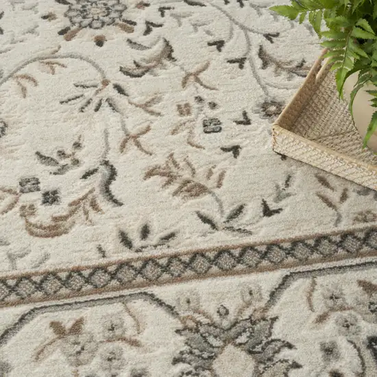 Cream Floral Distressed Area Rug Photo 6