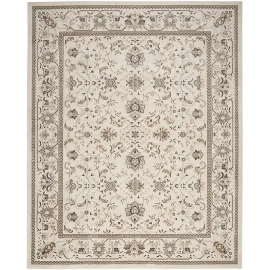 Cream Floral Distressed Area Rug Photo 1