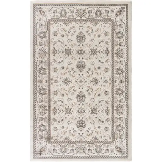 Cream Floral Distressed Area Rug Photo 1