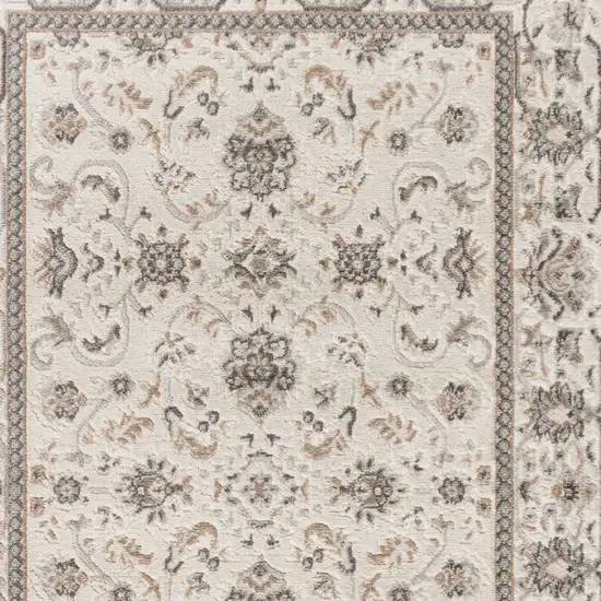 Cream Floral Distressed Area Rug Photo 7