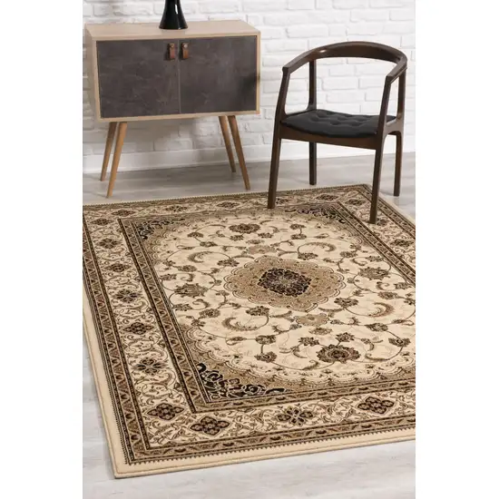 Cream Floral Medallion Area Rug Photo 4