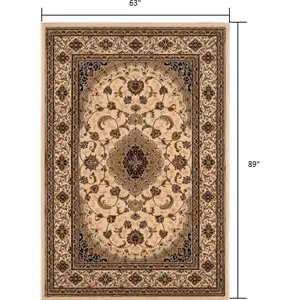 Photo of Cream Floral Medallion Area Rug