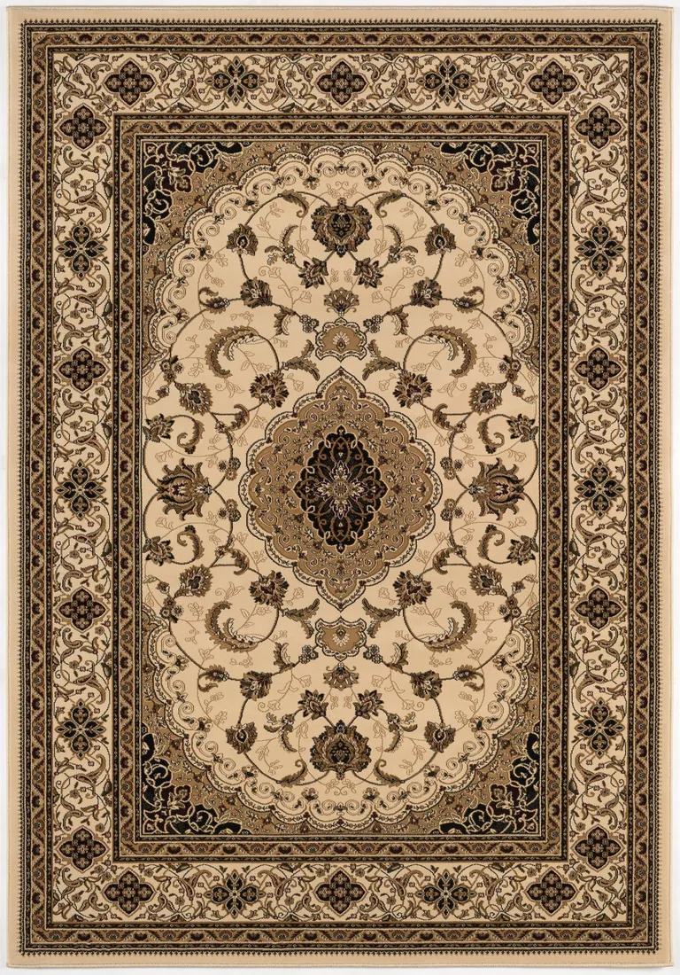 Cream Floral Medallion Area Rug Photo 3