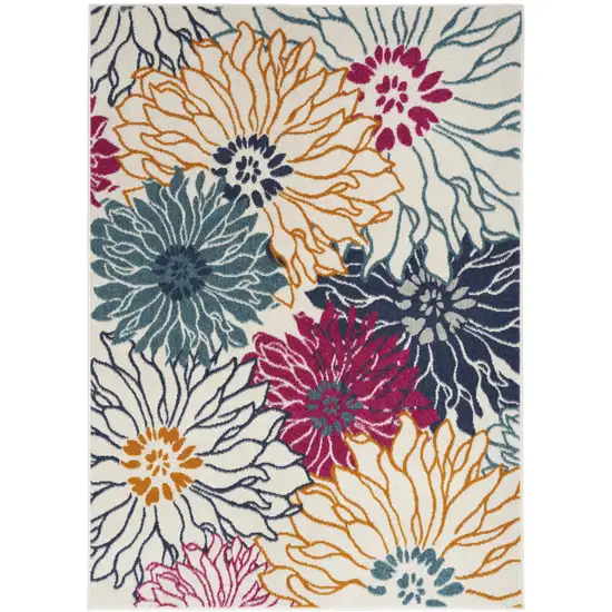 Cream Floral Power Loom Area Rug Photo 1