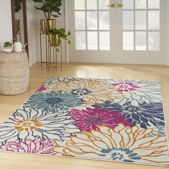 Cream Floral Power Loom Area Rug Photo 8