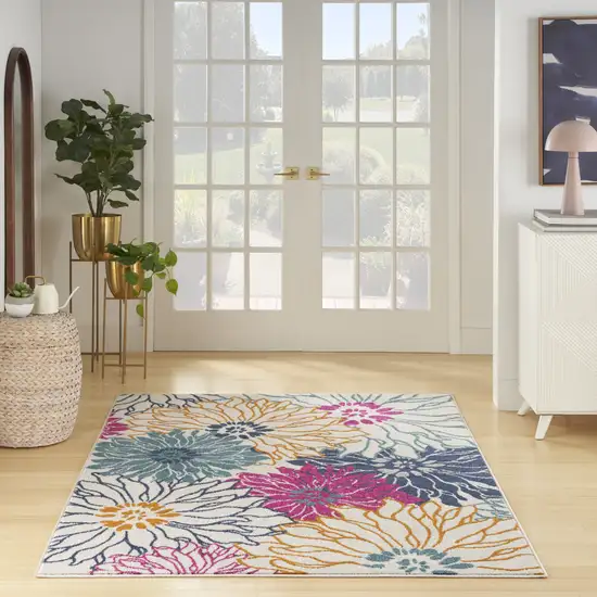 Cream Floral Power Loom Area Rug Photo 9