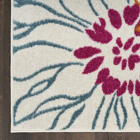 Cream Floral Power Loom Area Rug Photo 3