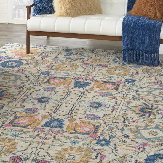 Cream Floral Power Loom Area Rug Photo 7