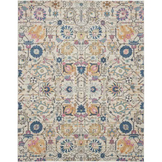 Cream Floral Power Loom Area Rug Photo 1