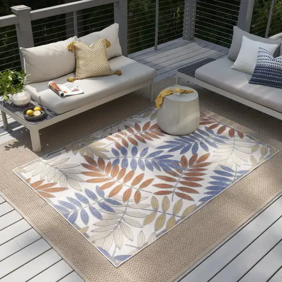 Mocha and Blue Indoor Outdoor Area Rug Photo 9