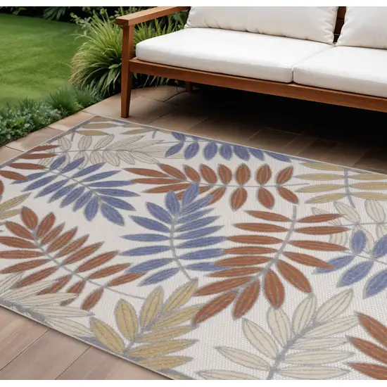 Mocha and Blue Indoor Outdoor Area Rug Photo 1