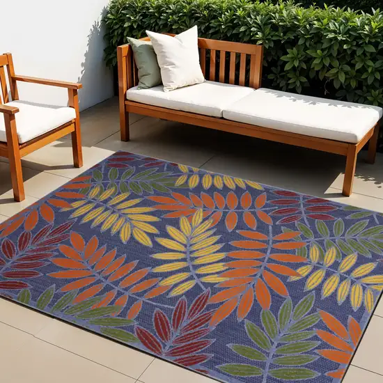 Orange Green and Blue Indoor Outdoor Area Rug Photo 1