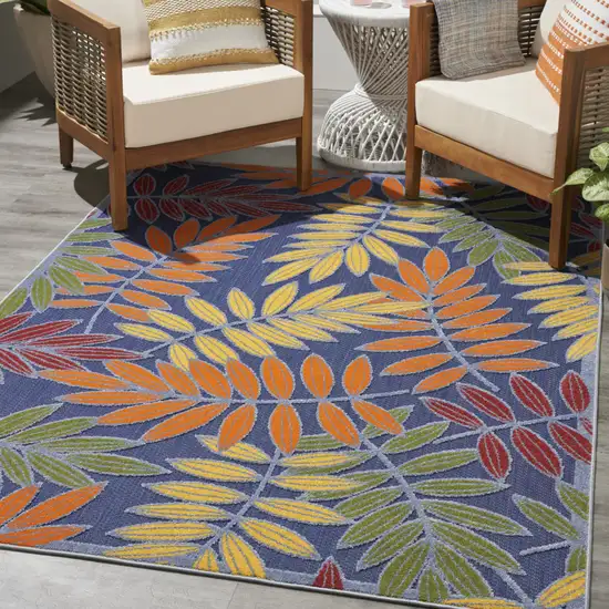 Orange Green and Blue Indoor Outdoor Area Rug Photo 6