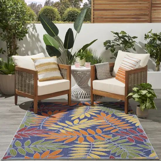 Orange Green and Blue Indoor Outdoor Area Rug Photo 7