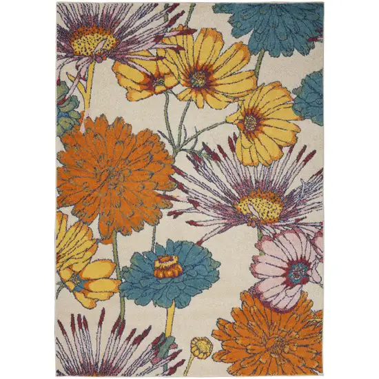 Cream Floral Power Loom Area Rug Photo 9