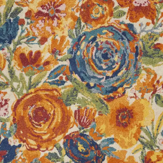 Cream Floral Power Loom Area Rug Photo 8