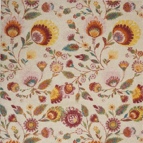 Cream Floral Power Loom Area Rug Photo 9