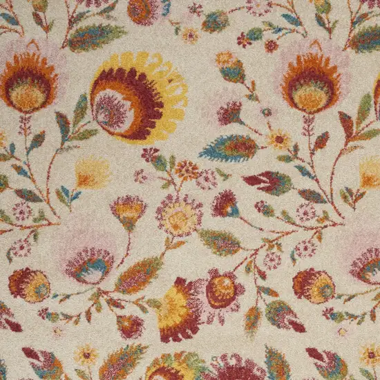 Cream Floral Power Loom Area Rug Photo 8