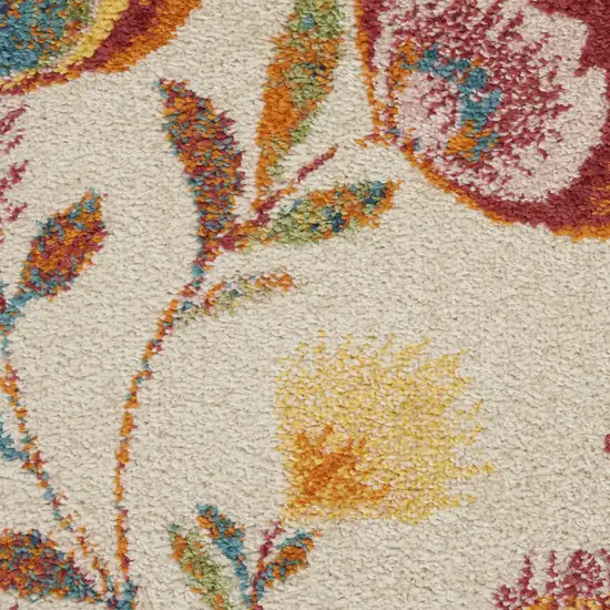 Cream Floral Power Loom Area Rug Photo 6