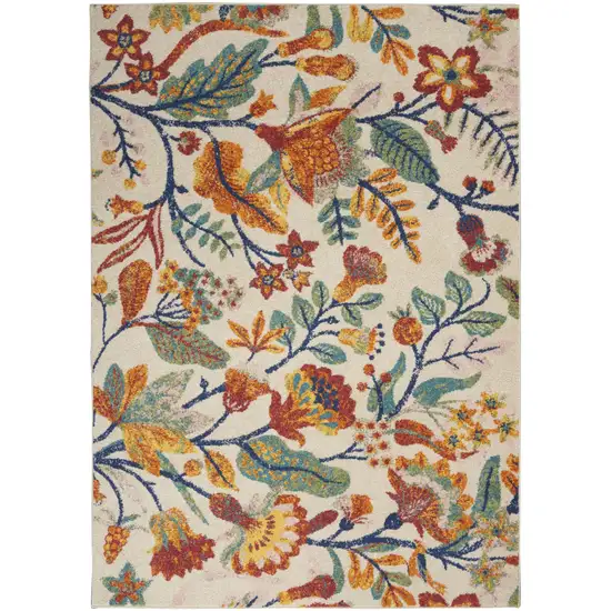 Cream Floral Power Loom Area Rug Photo 2