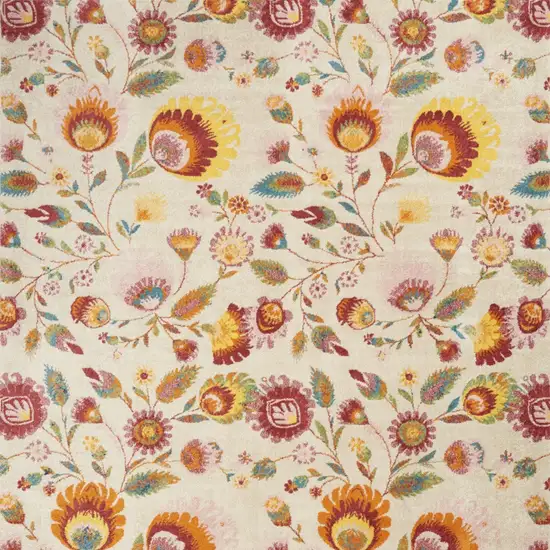 Cream Floral Power Loom Area Rug Photo 8