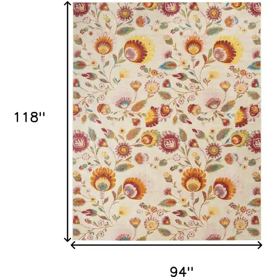 Cream Floral Power Loom Area Rug Photo 3