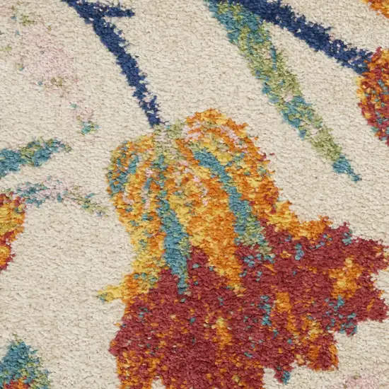 Cream Floral Power Loom Area Rug Photo 6