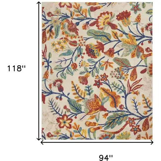 Cream Floral Power Loom Area Rug Photo 3