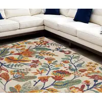 Photo of Cream Floral Power Loom Area Rug