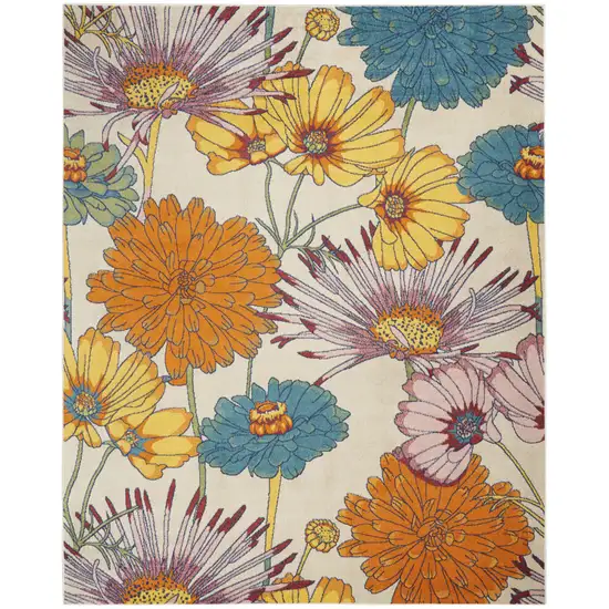 Cream Floral Power Loom Area Rug Photo 2