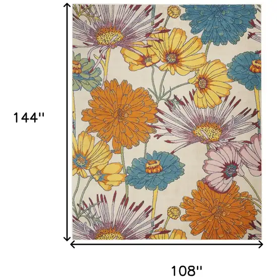 Cream Floral Power Loom Area Rug Photo 3