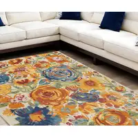 Photo of Cream Floral Power Loom Area Rug