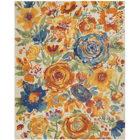 Cream Floral Power Loom Area Rug Photo 2