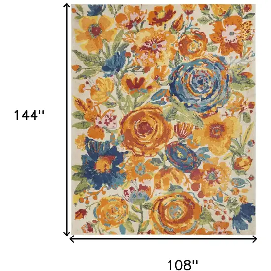 Cream Floral Power Loom Area Rug Photo 3