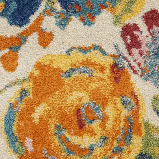 Cream Floral Power Loom Area Rug Photo 5