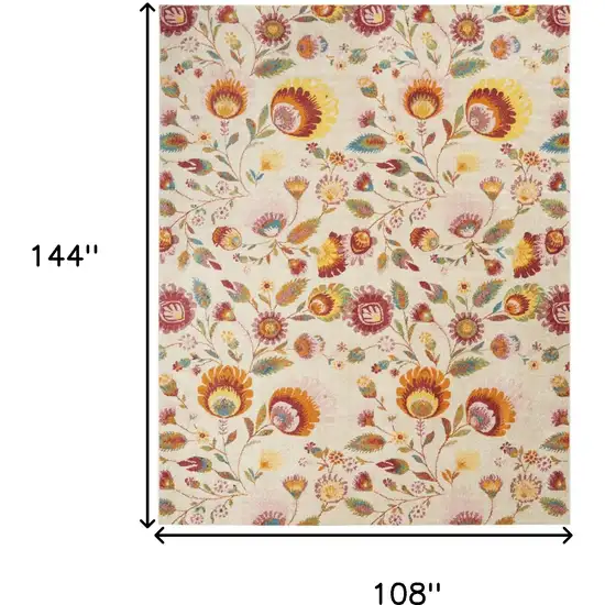 Cream Floral Power Loom Area Rug Photo 3