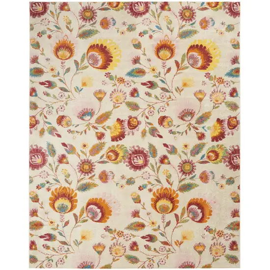 Cream Floral Power Loom Area Rug Photo 2