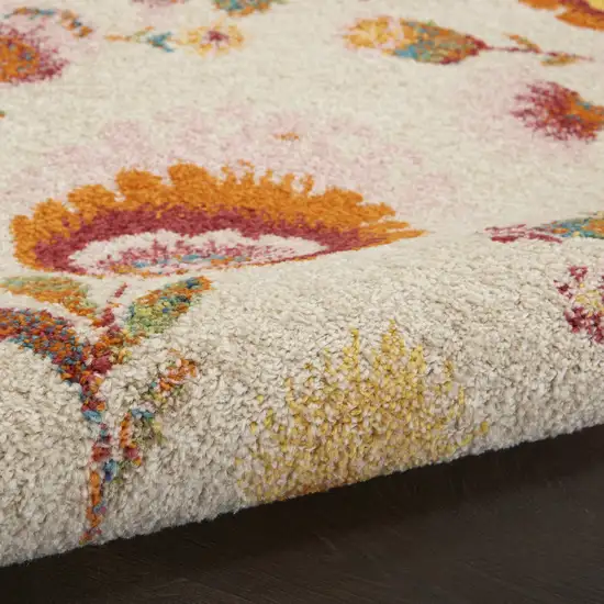 Cream Floral Power Loom Area Rug Photo 5