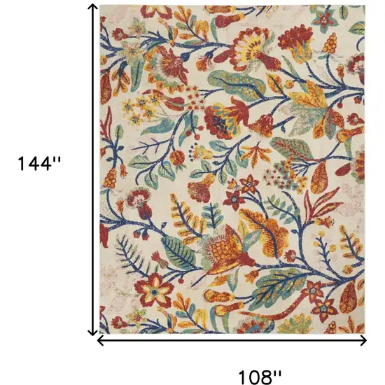 Cream Floral Power Loom Area Rug Photo 3