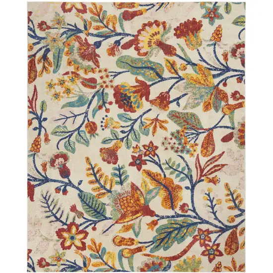 Cream Floral Power Loom Area Rug Photo 2