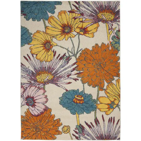 Cream Floral Power Loom Area Rug Photo 2