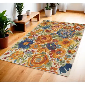 Photo of Cream Floral Power Loom Area Rug